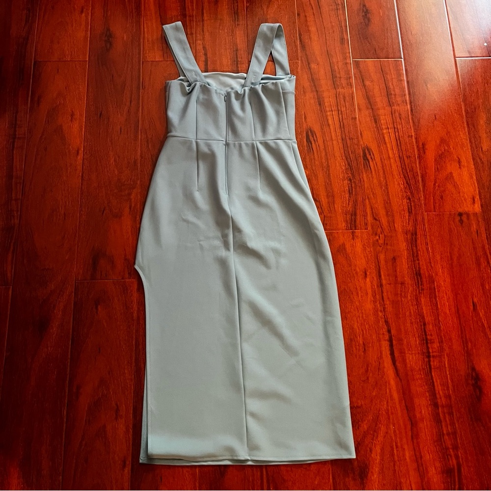 Abercrombie & Fitch Wide strap slim midi blue dress - Picture 7 of 9